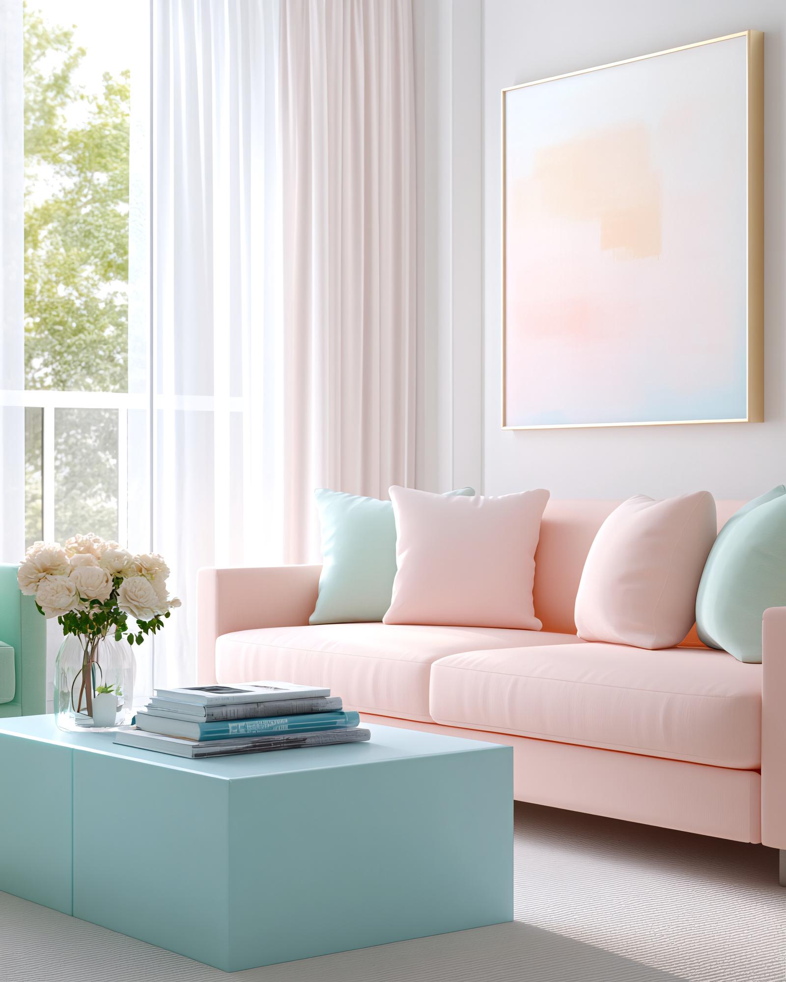 interior modern living room with pastel accents